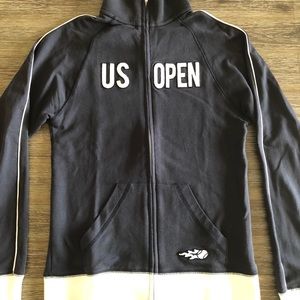 US Open zip-up sweatshirt in navy and white